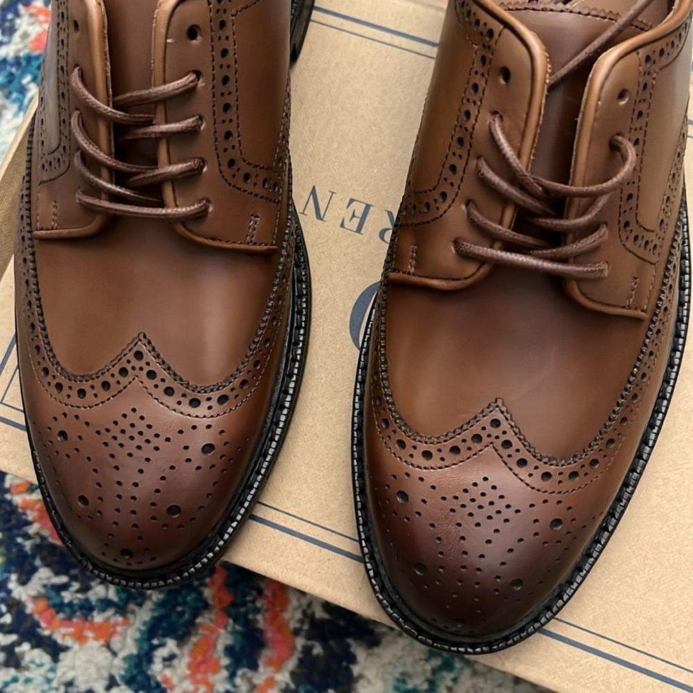 Polo Ralph Lauren Men’s Chestnut Brown Wingtip Oxfords Asher Wingtip Size 7 - Picture 6 of 7